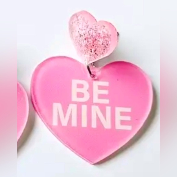 Be Mine Hearts Acrylic Earrings - Picture 2 of 3